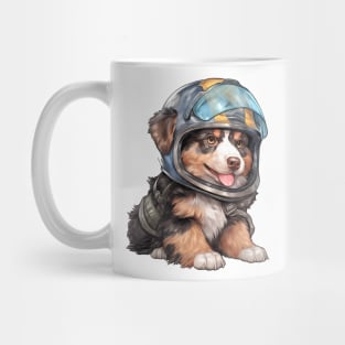 Australian Shepherd Dog in Helmet Mug